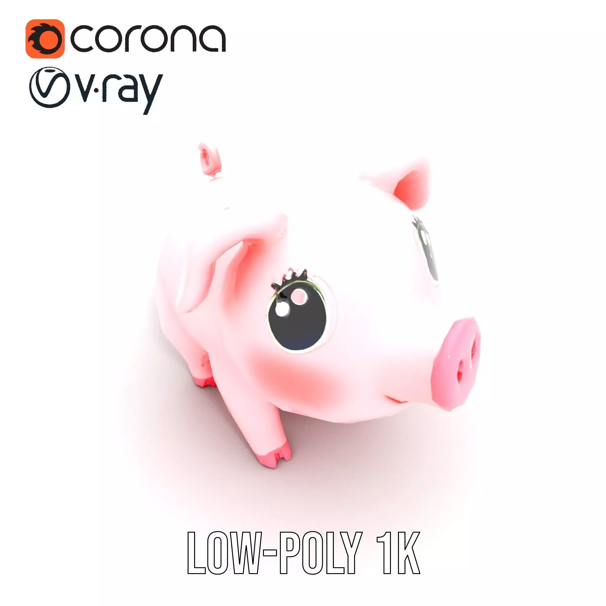 Cute Piggy Character model pack Low-poly 3D model_15