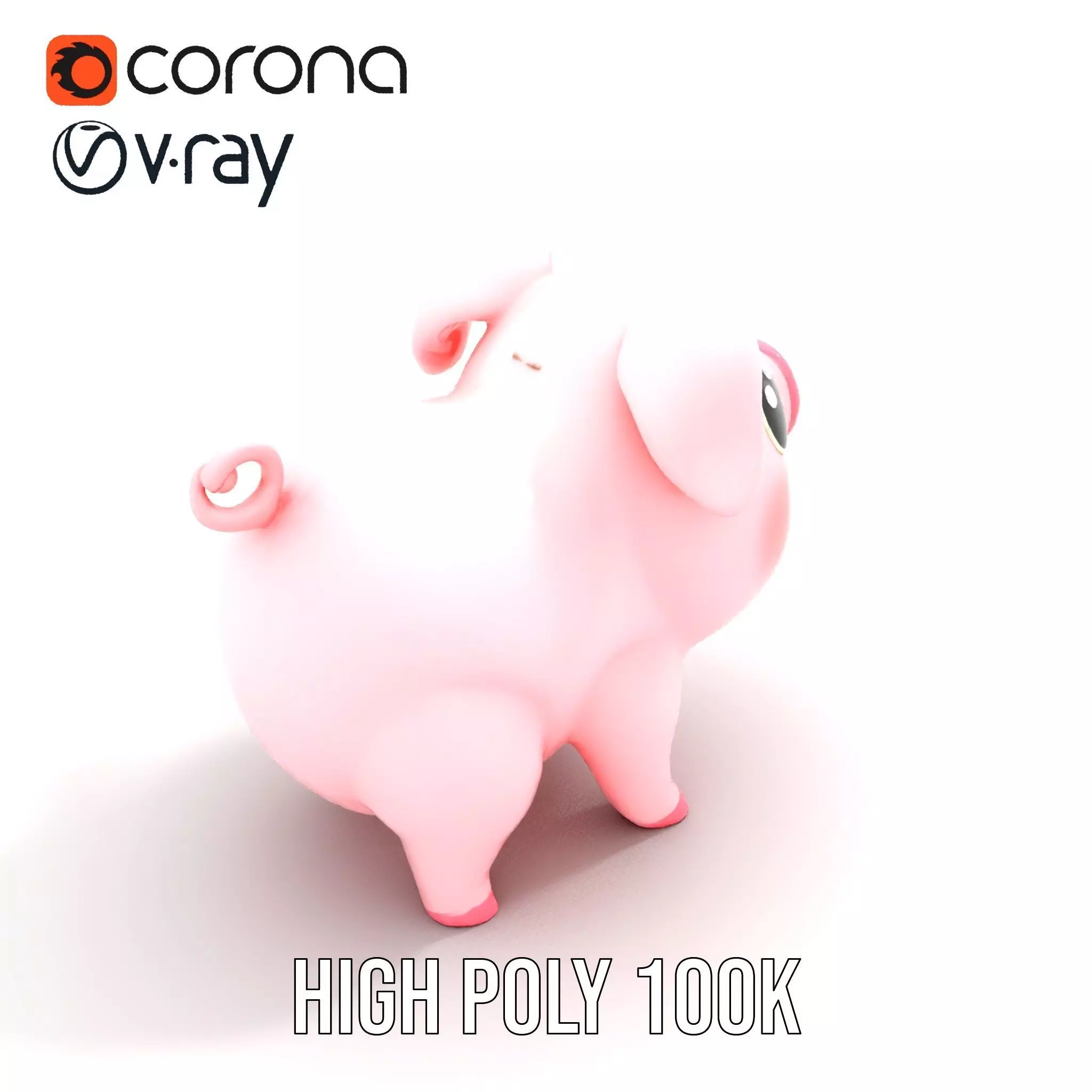 Cute Piggy Character model pack Low-poly 3D model_13