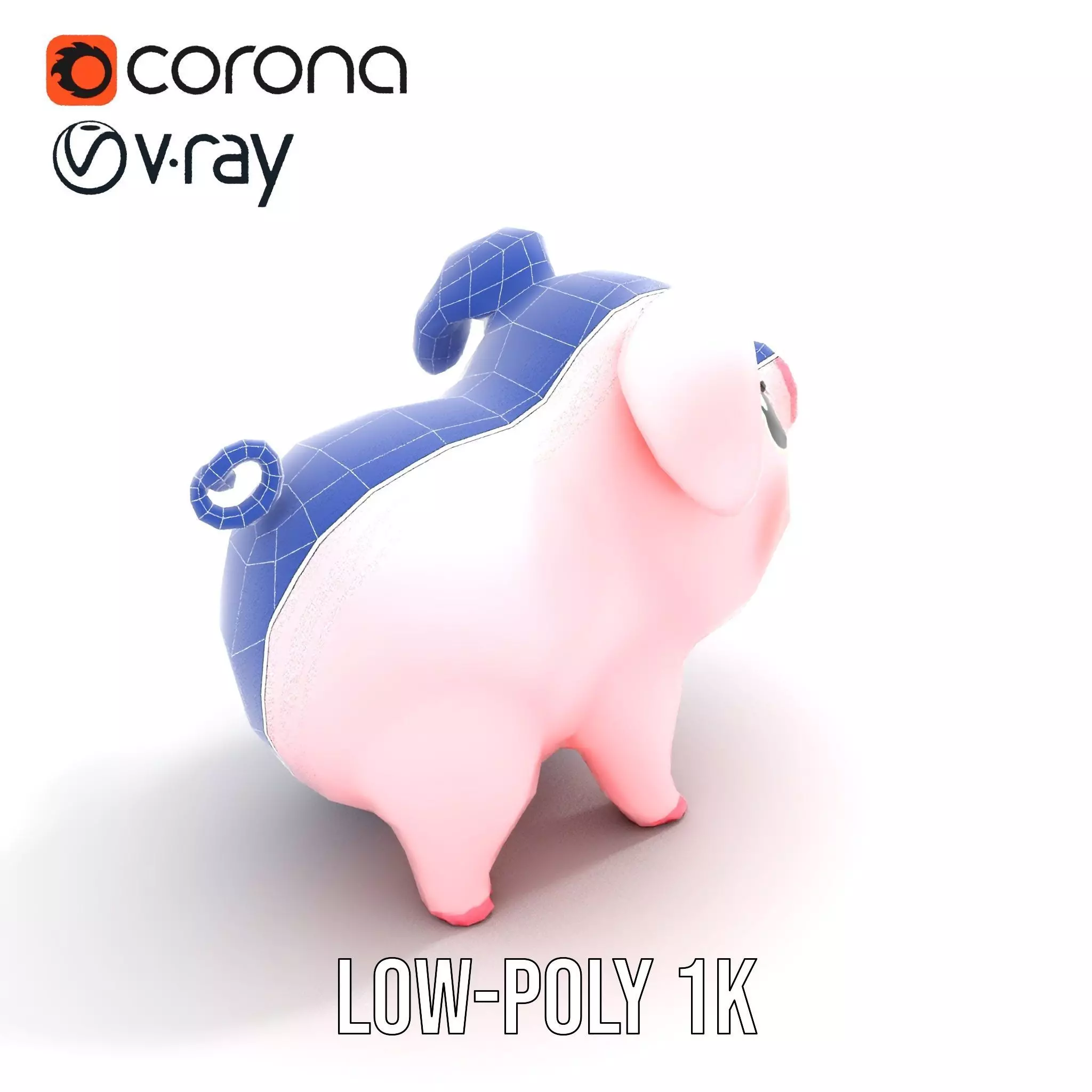 Cute Piggy Character model pack Low-poly 3D model_30