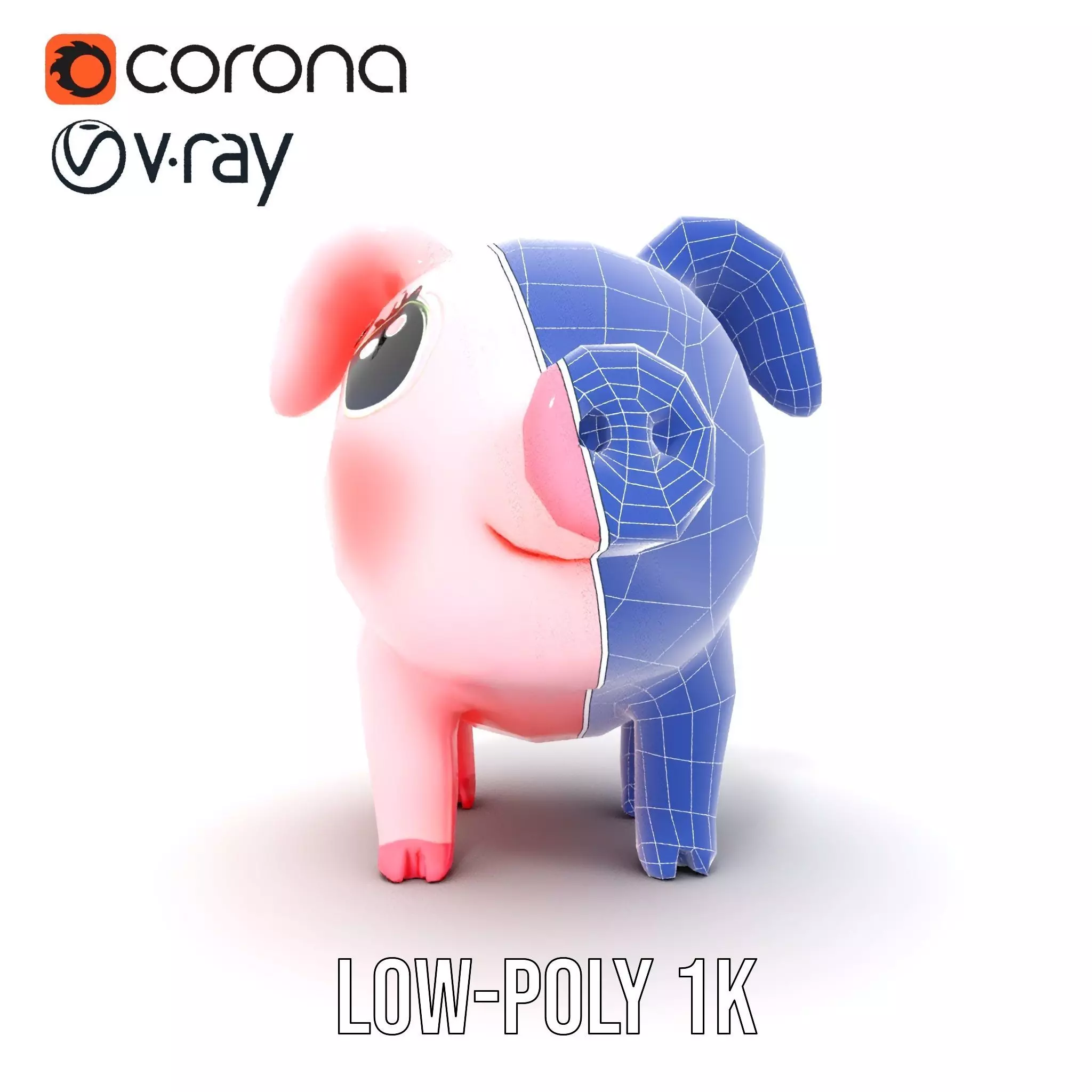 Cute Piggy Character model pack Low-poly 3D model_17