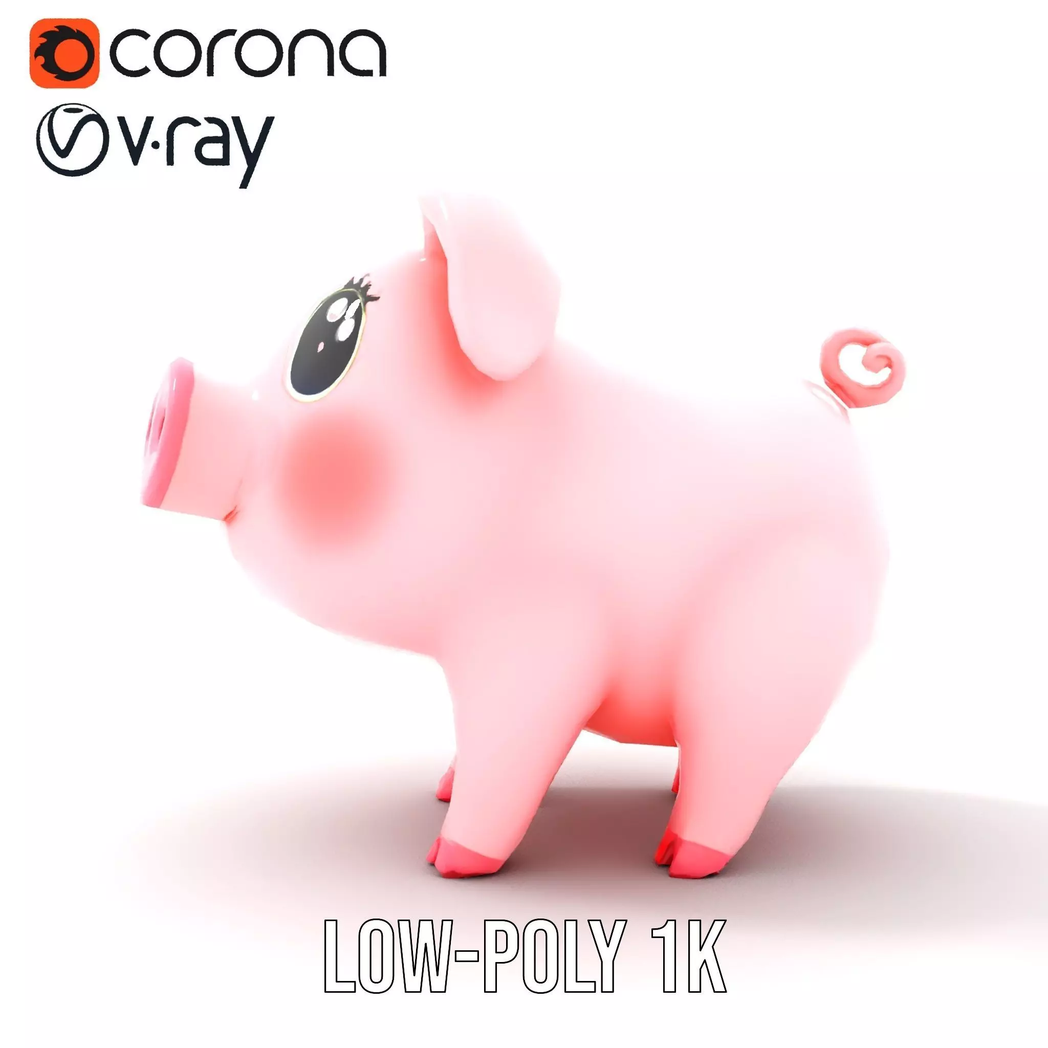 Cute Piggy Character model pack Low-poly 3D model_7