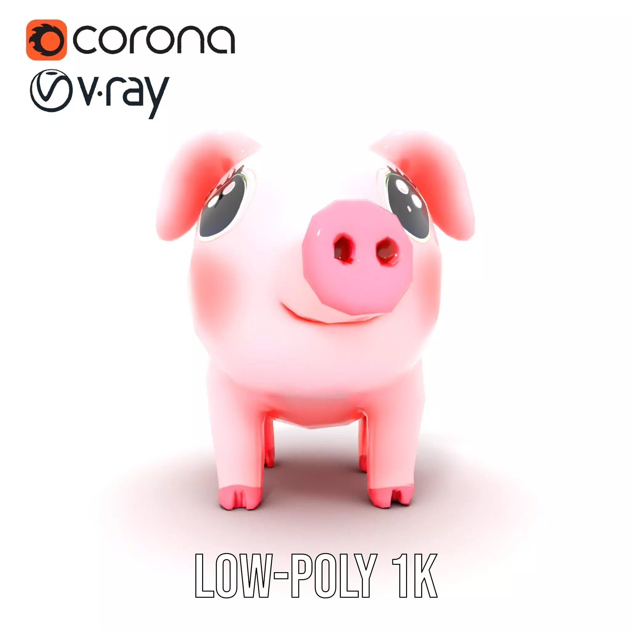 Cute Piggy Character model pack Low-poly 3D model_9