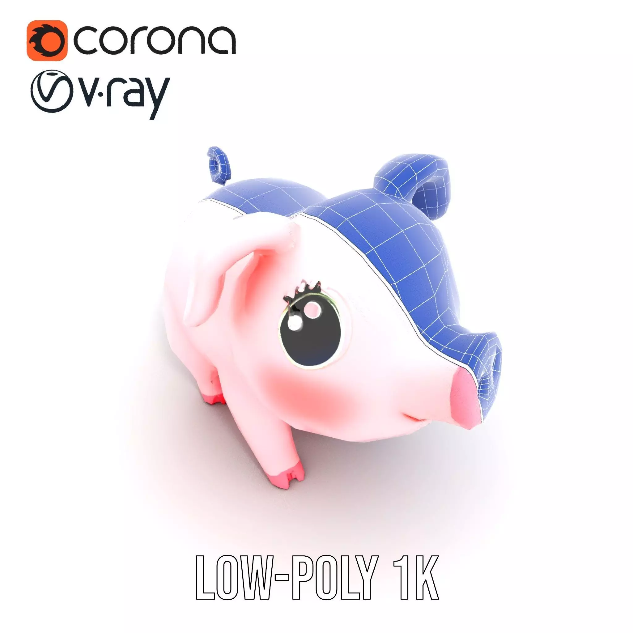 Cute Piggy Character model pack Low-poly 3D model_25