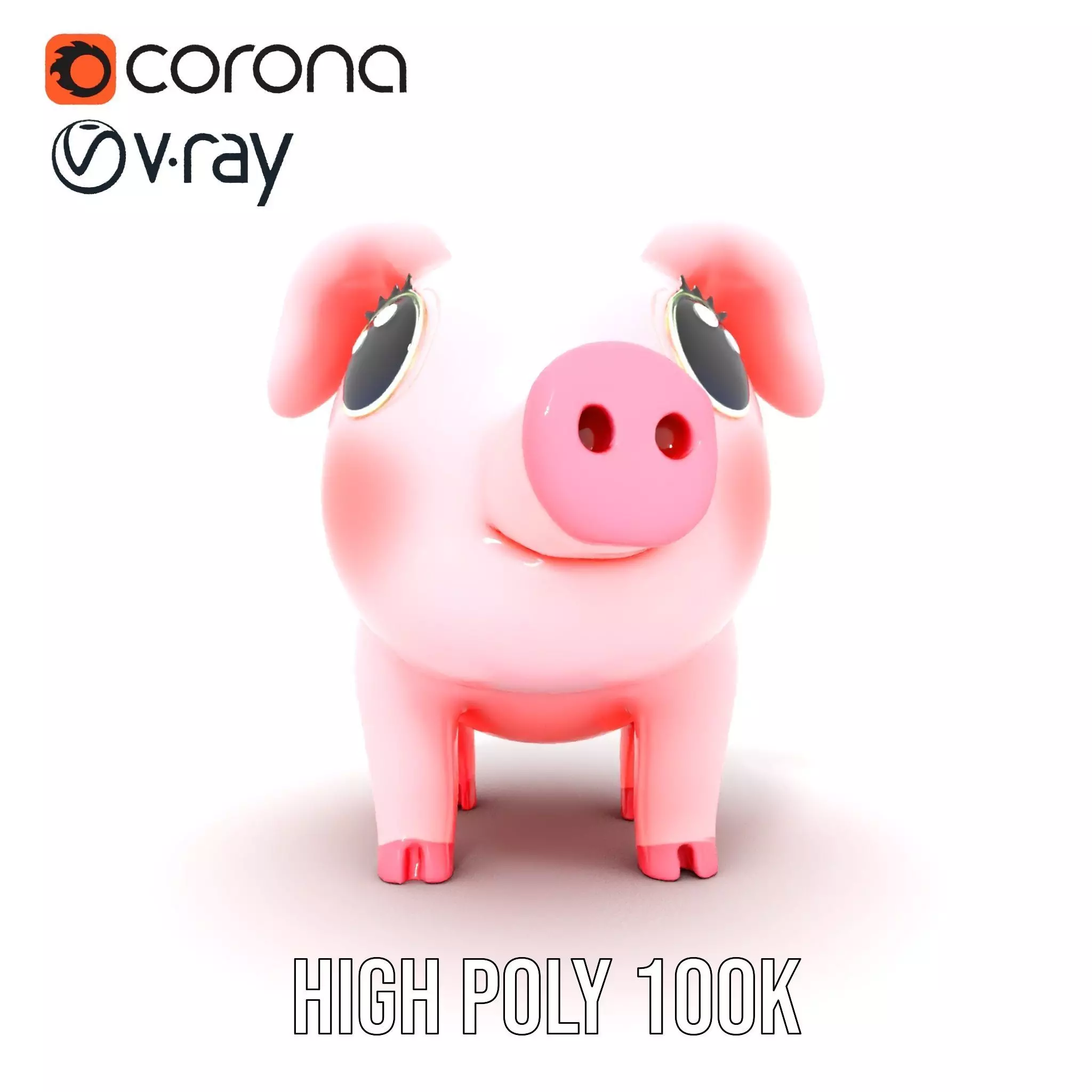 Cute Piggy Character model pack Low-poly 3D model_28