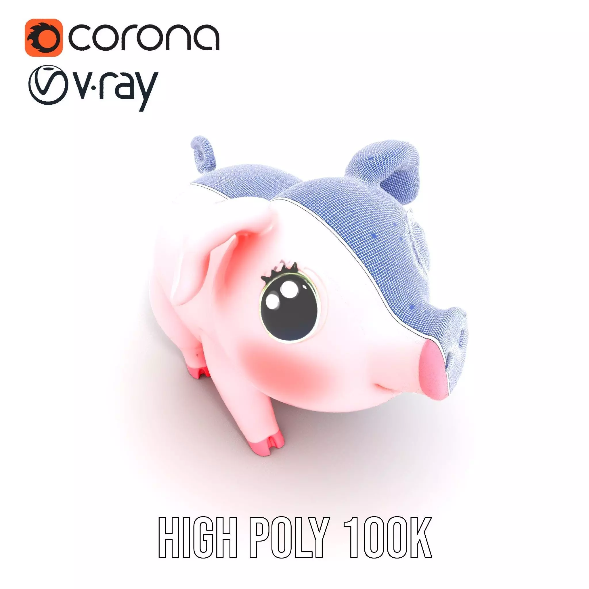 Cute Piggy Character model pack Low-poly 3D model_33