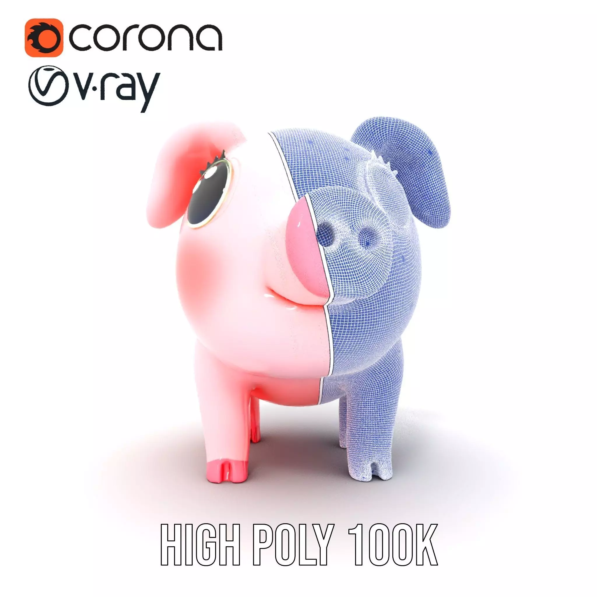 Cute Piggy Character model pack Low-poly 3D model_32