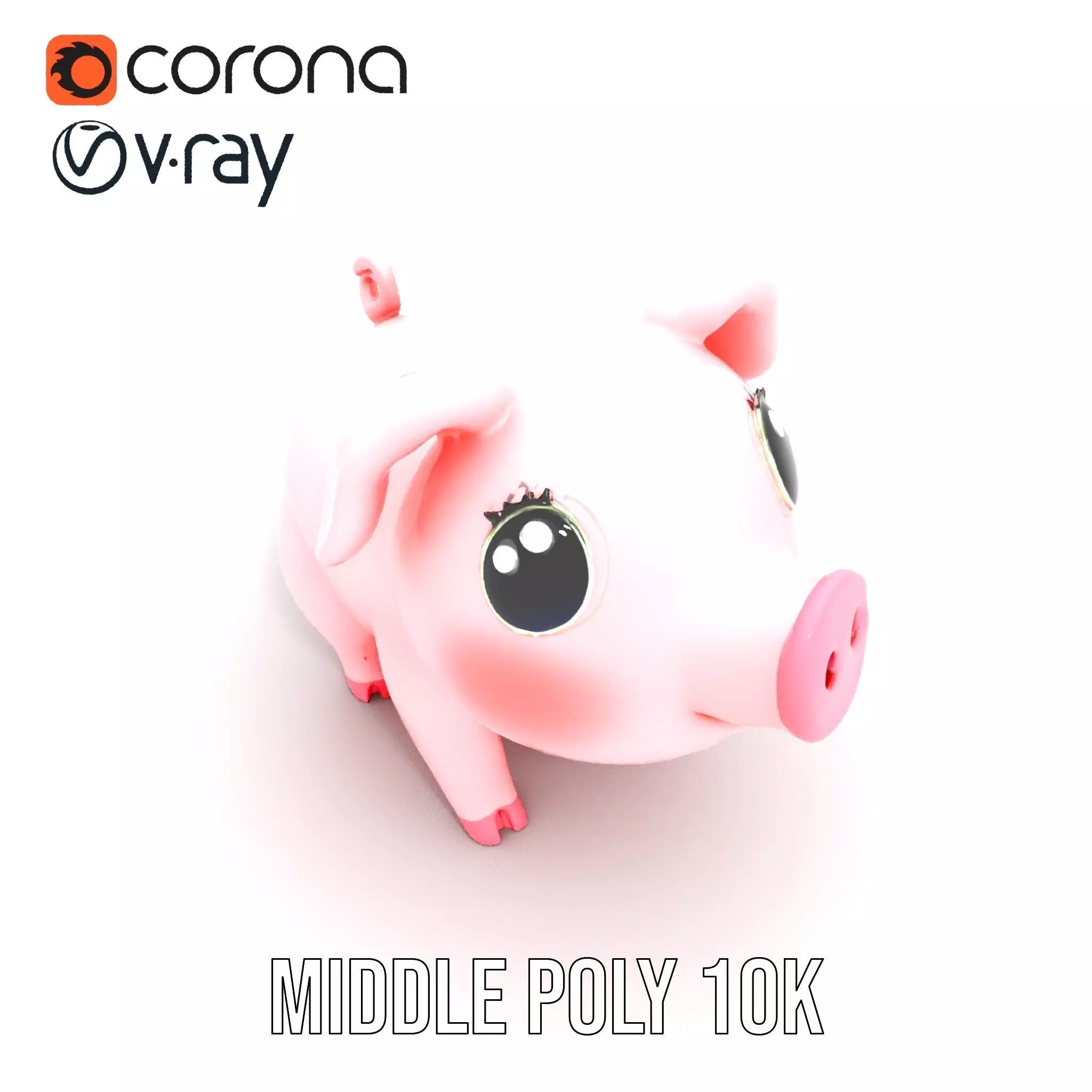 Cute Piggy Character model pack Low-poly 3D model_6