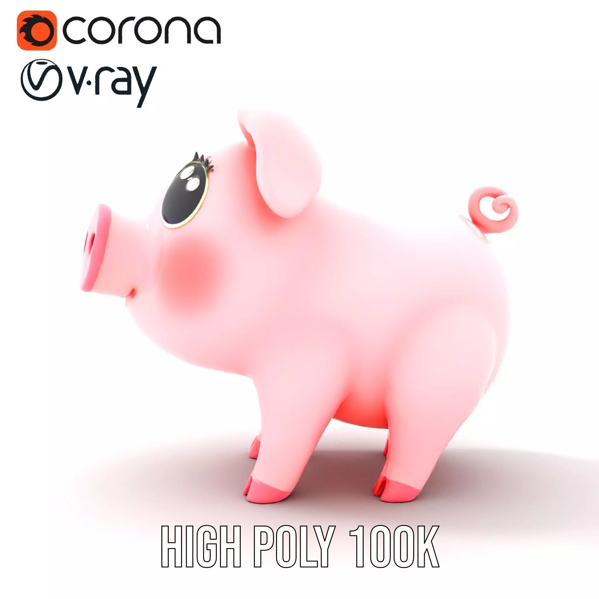 Cute Piggy Character model pack Low-poly 3D model_20