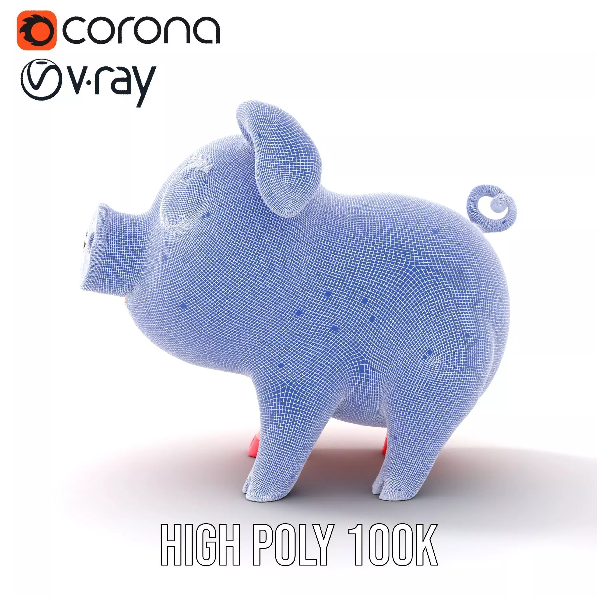 Cute Piggy Character model pack Low-poly 3D model_34