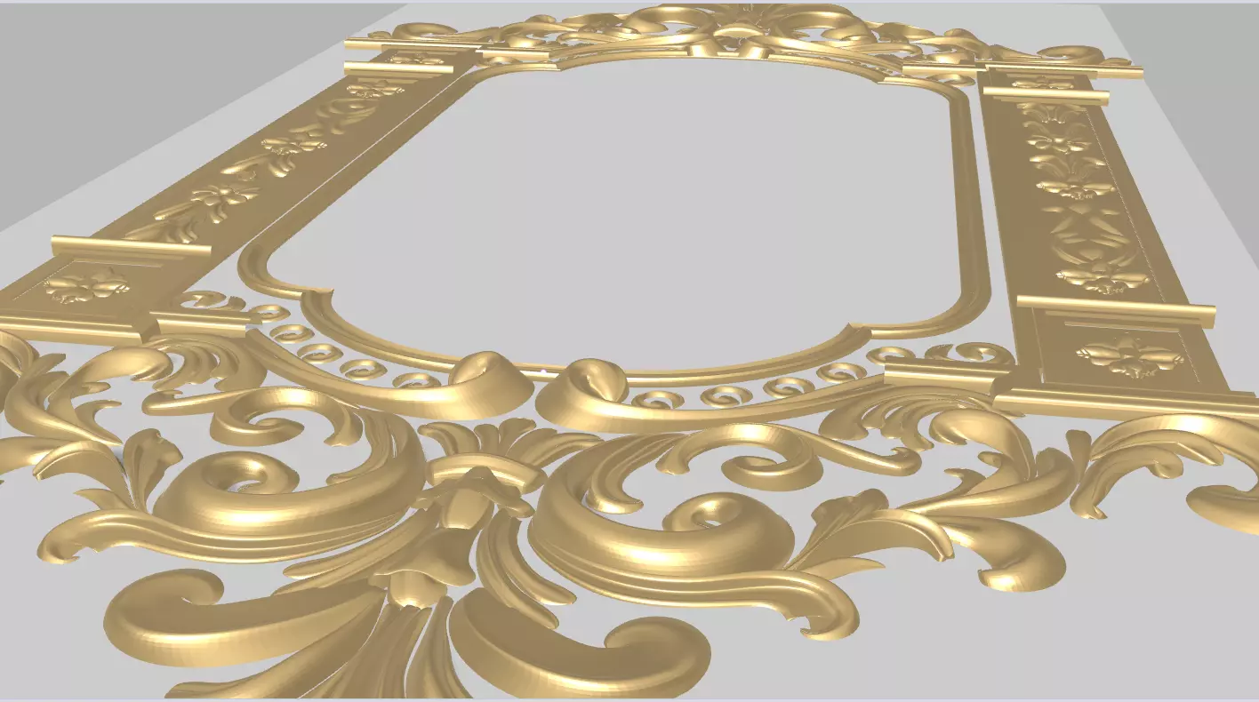 Victorian Ornate Gold Mirror 3D Model 3D model_5