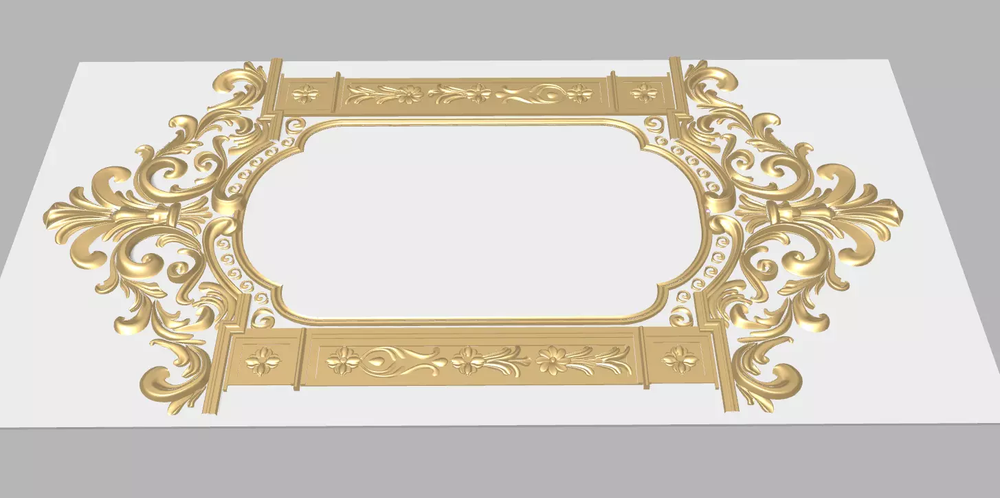 Victorian Ornate Gold Mirror 3D Model 3D model_6