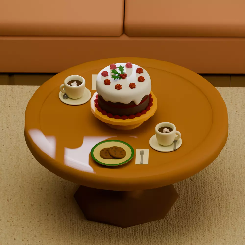 Christmas Fireplace Low-poly 3D model_6