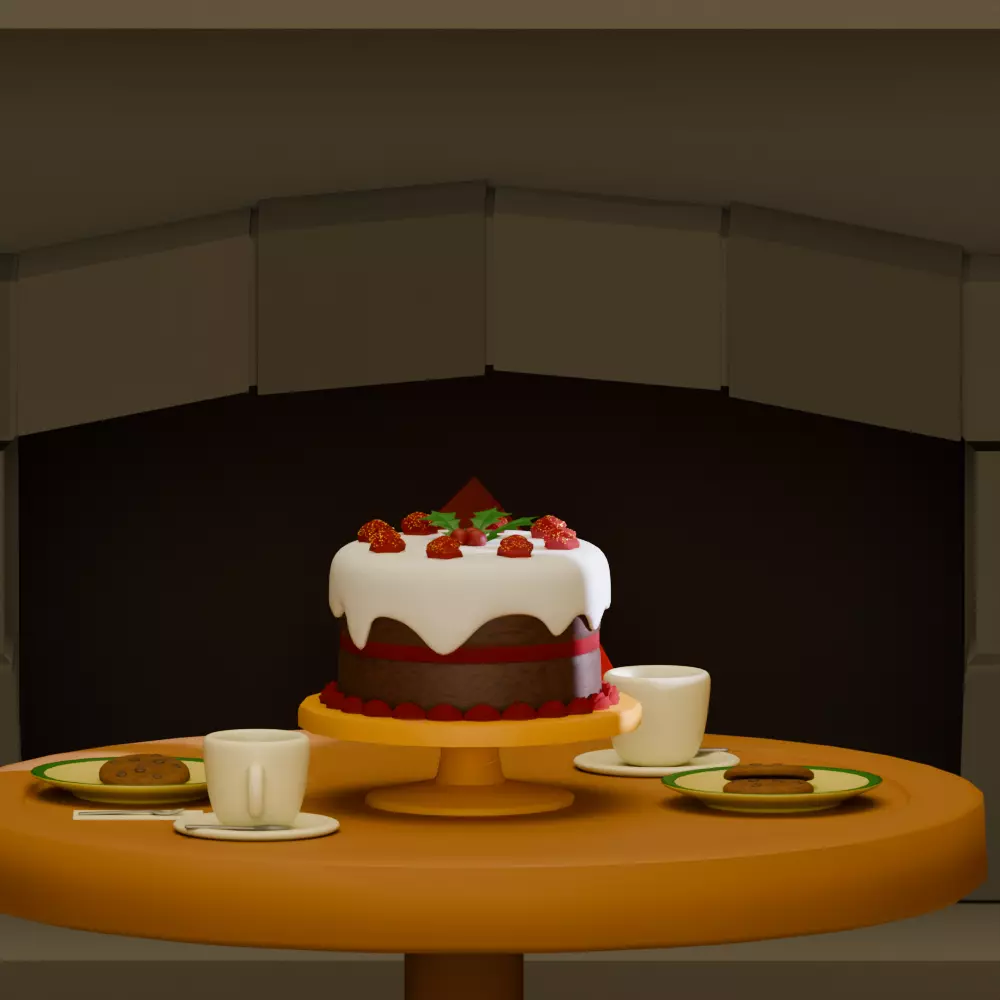 Christmas Fireplace Low-poly 3D model_4