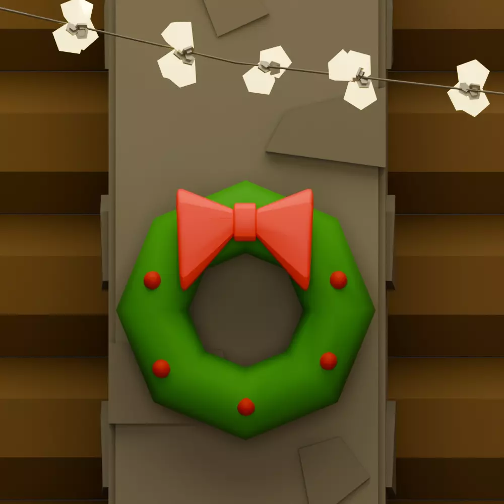 Christmas Fireplace Low-poly 3D model_5