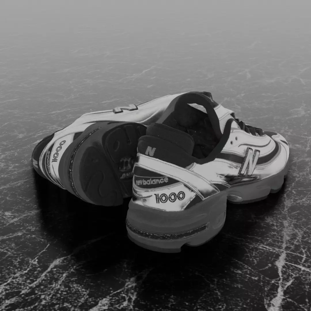 NEW BALANCE 1000 SILVER 3D SHOES Low-poly 3D model_5