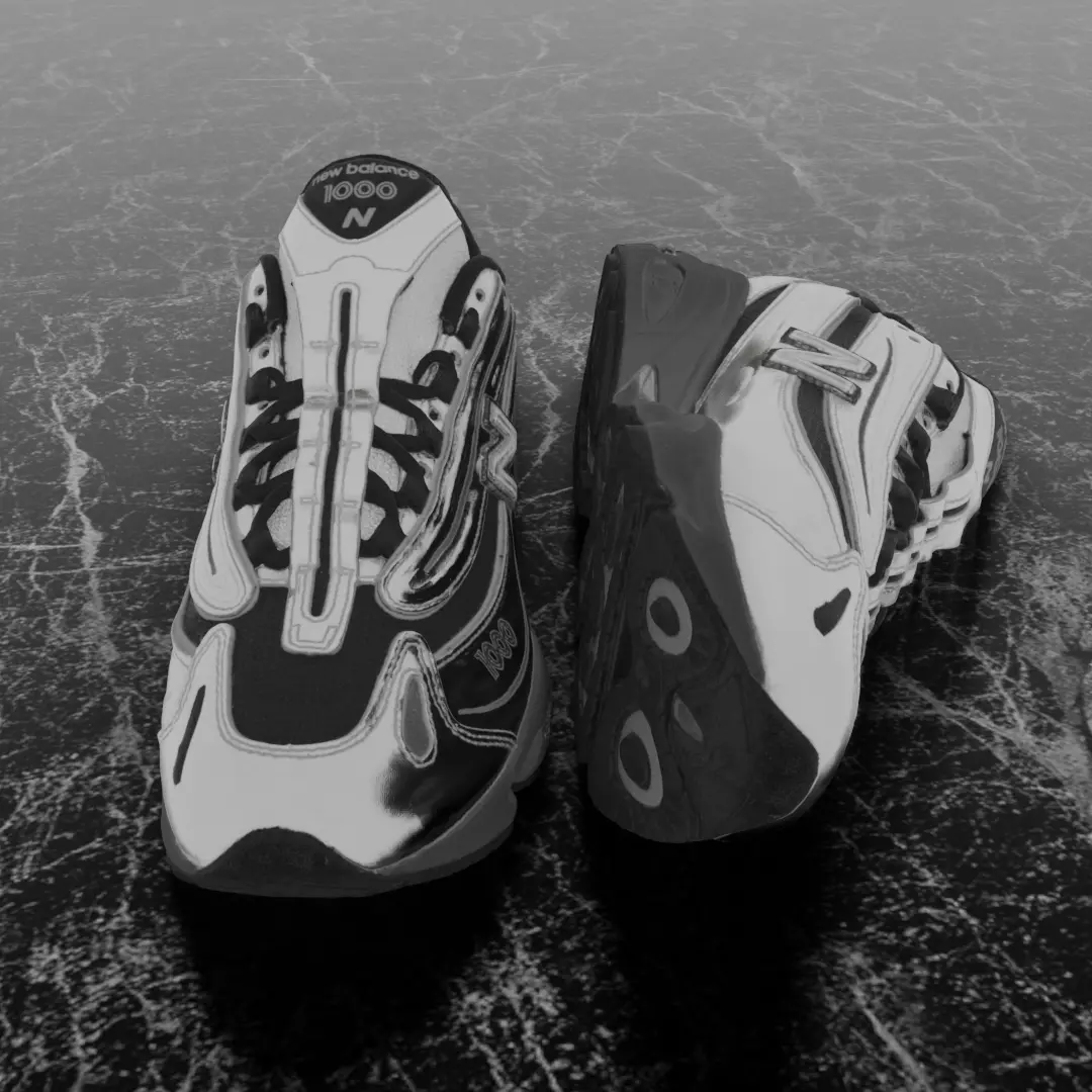 NEW BALANCE 1000 SILVER 3D SHOES Low-poly 3D model_3