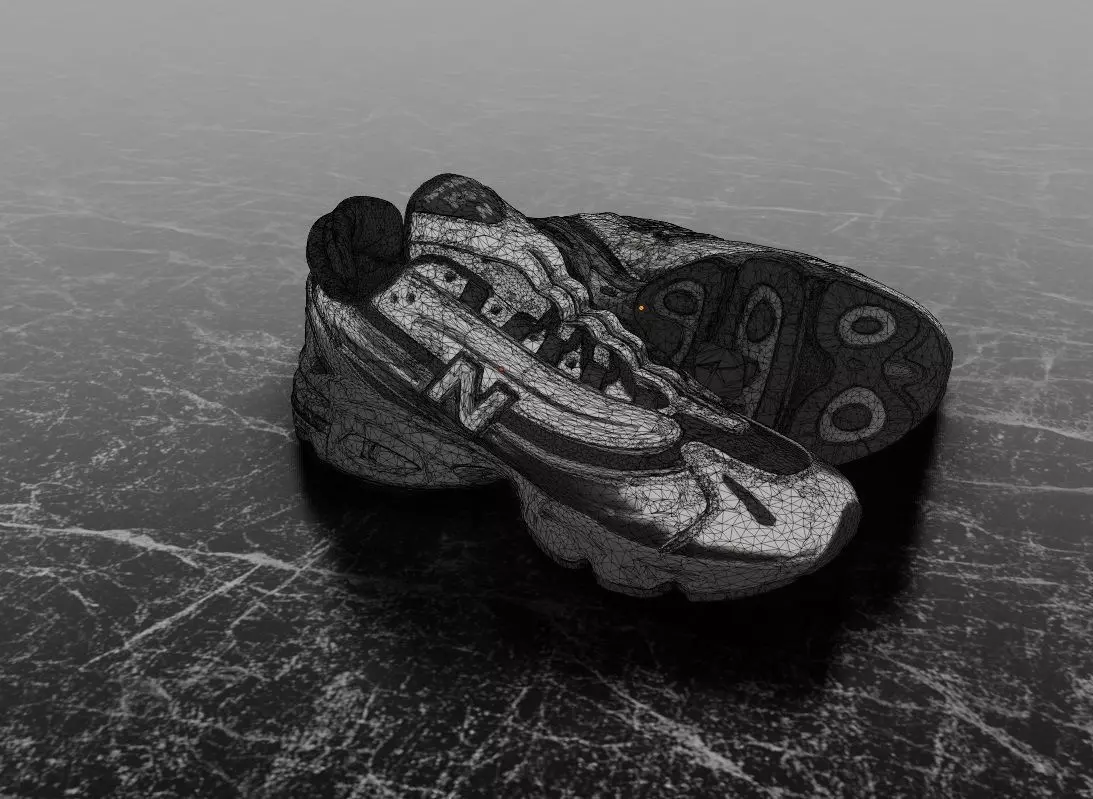 NEW BALANCE 1000 SILVER 3D SHOES Low-poly 3D model_13