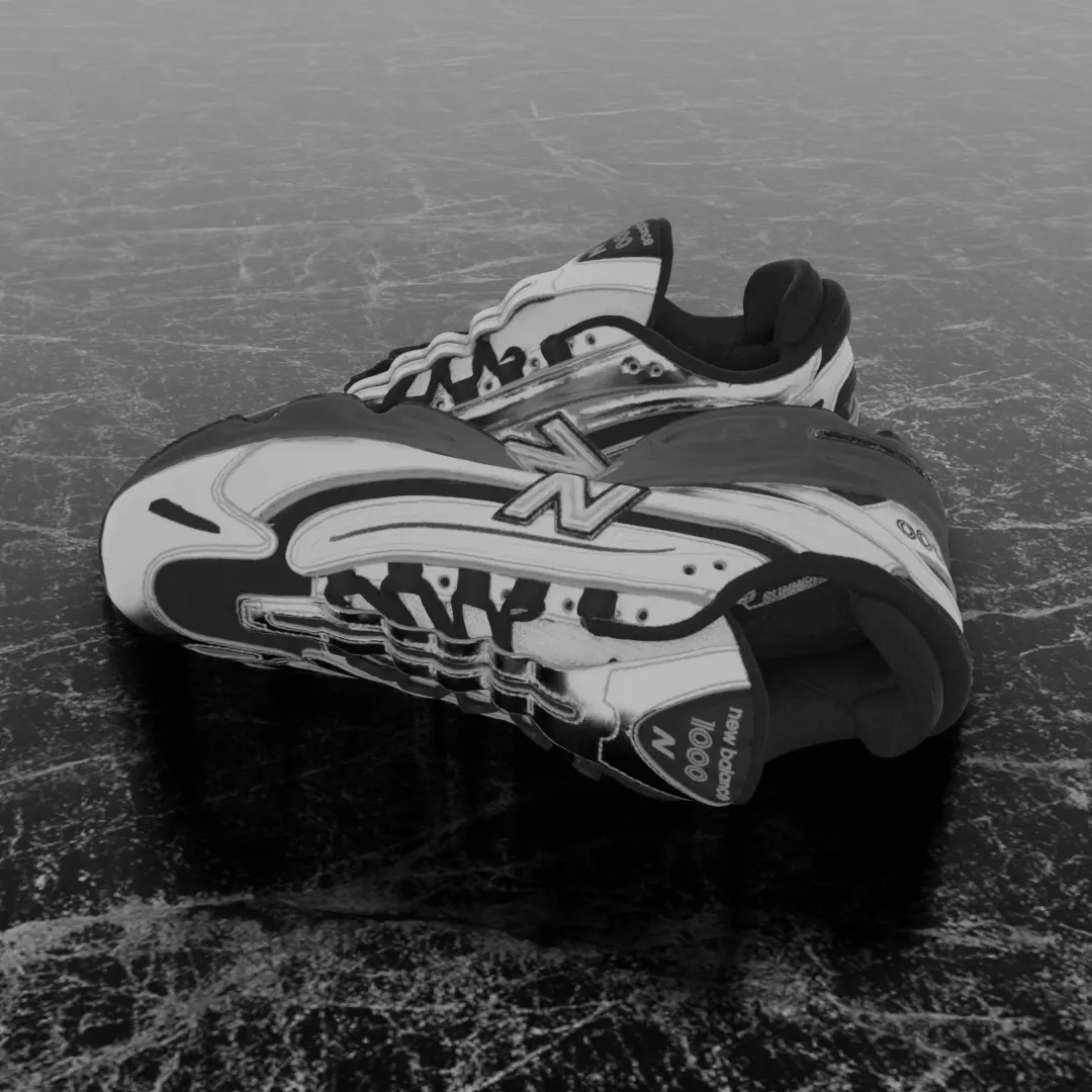 NEW BALANCE 1000 SILVER 3D SHOES Low-poly 3D model_7