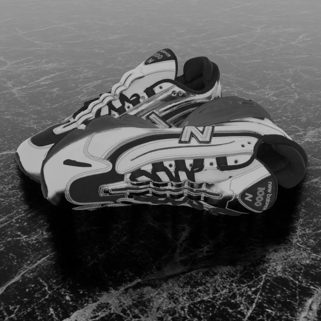NEW BALANCE 1000 SILVER 3D SHOES Low-poly 3D model_1