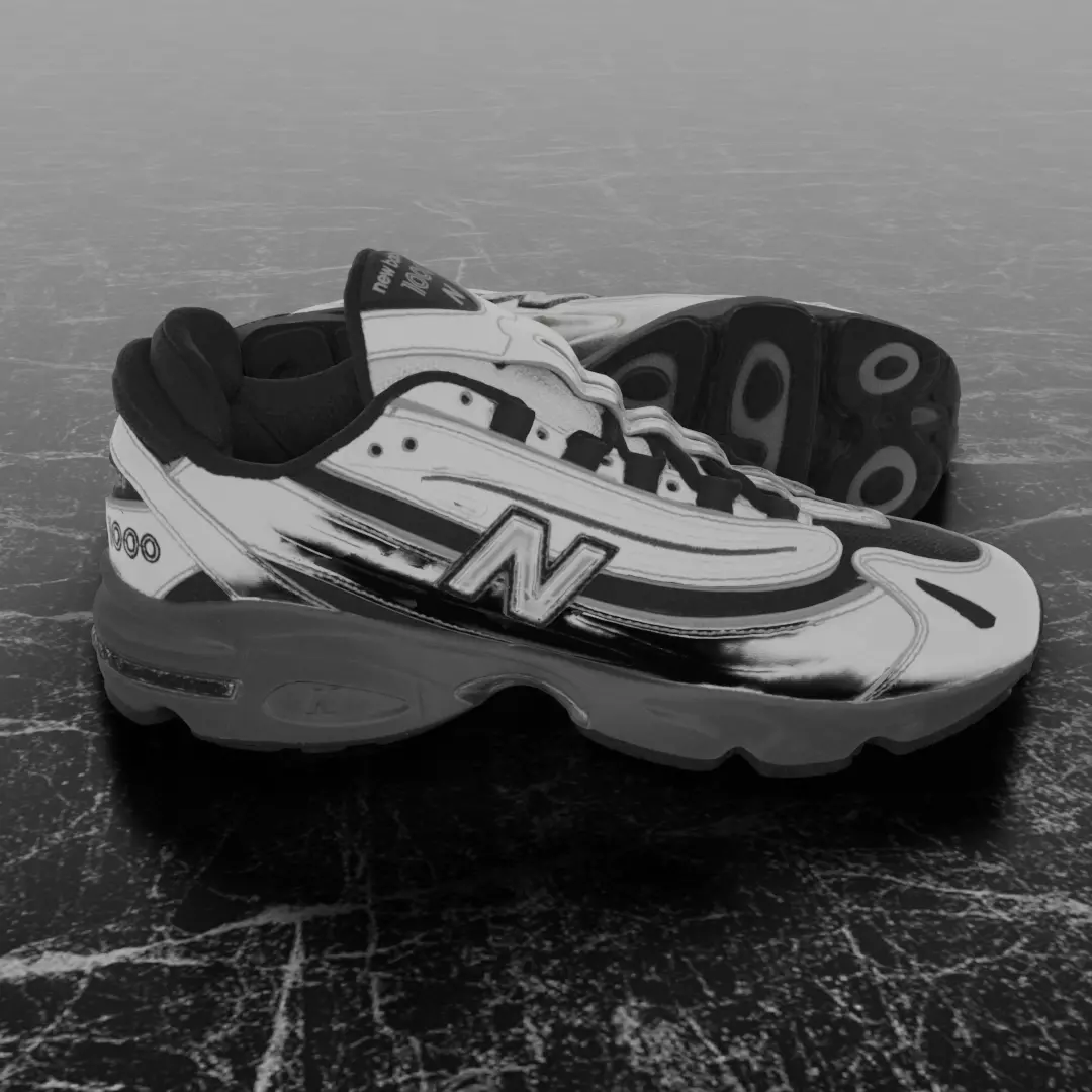 NEW BALANCE 1000 SILVER 3D SHOES Low-poly 3D model_4