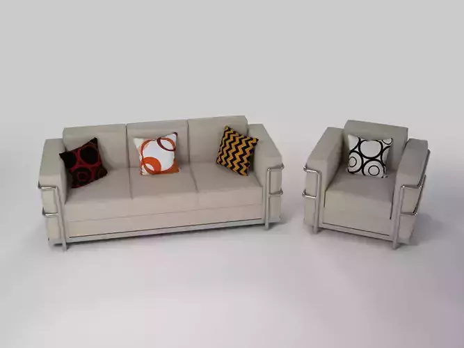 Sofa modern with orange pillows
