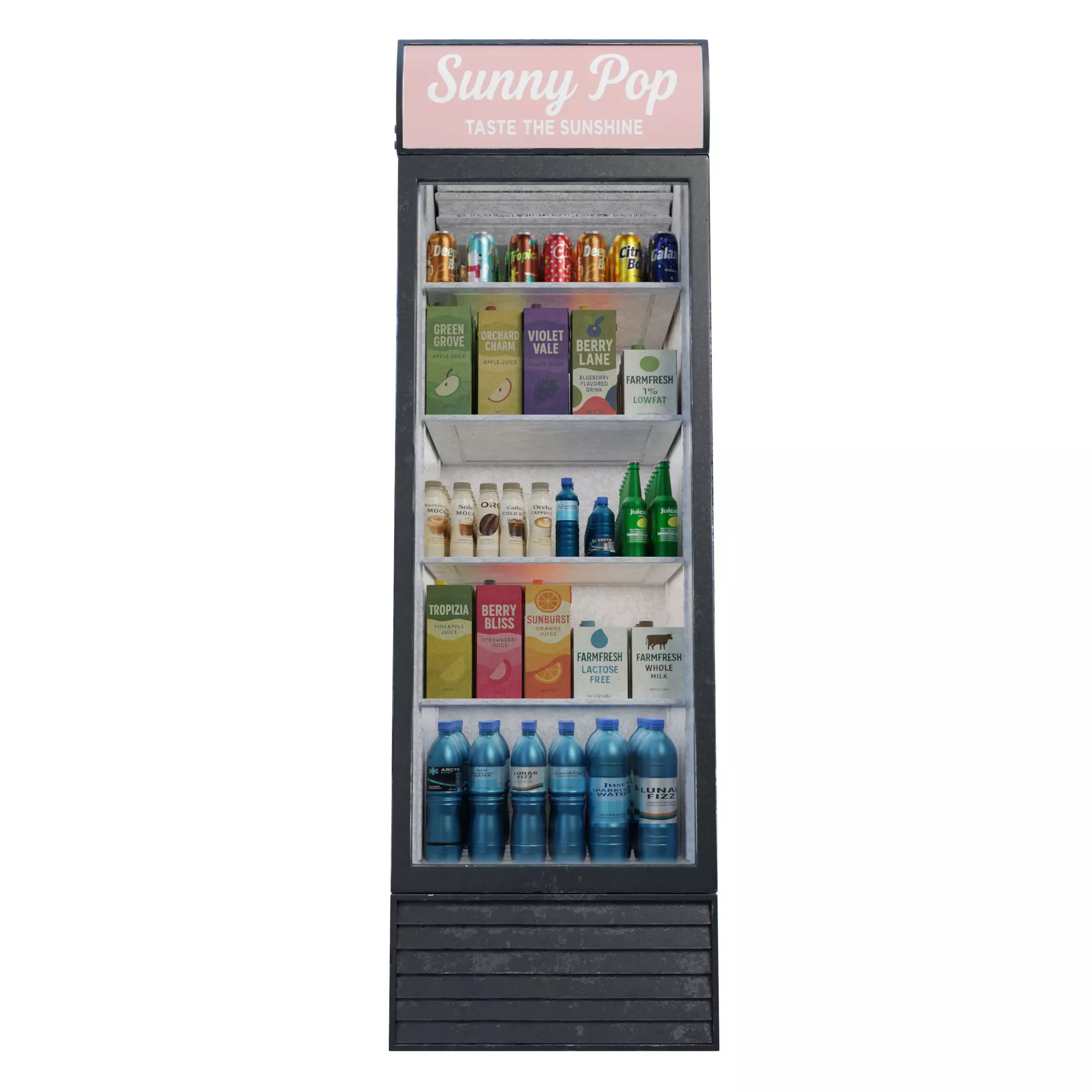 Commercial Display Fridge - Game Ready Low-poly 3D model_1