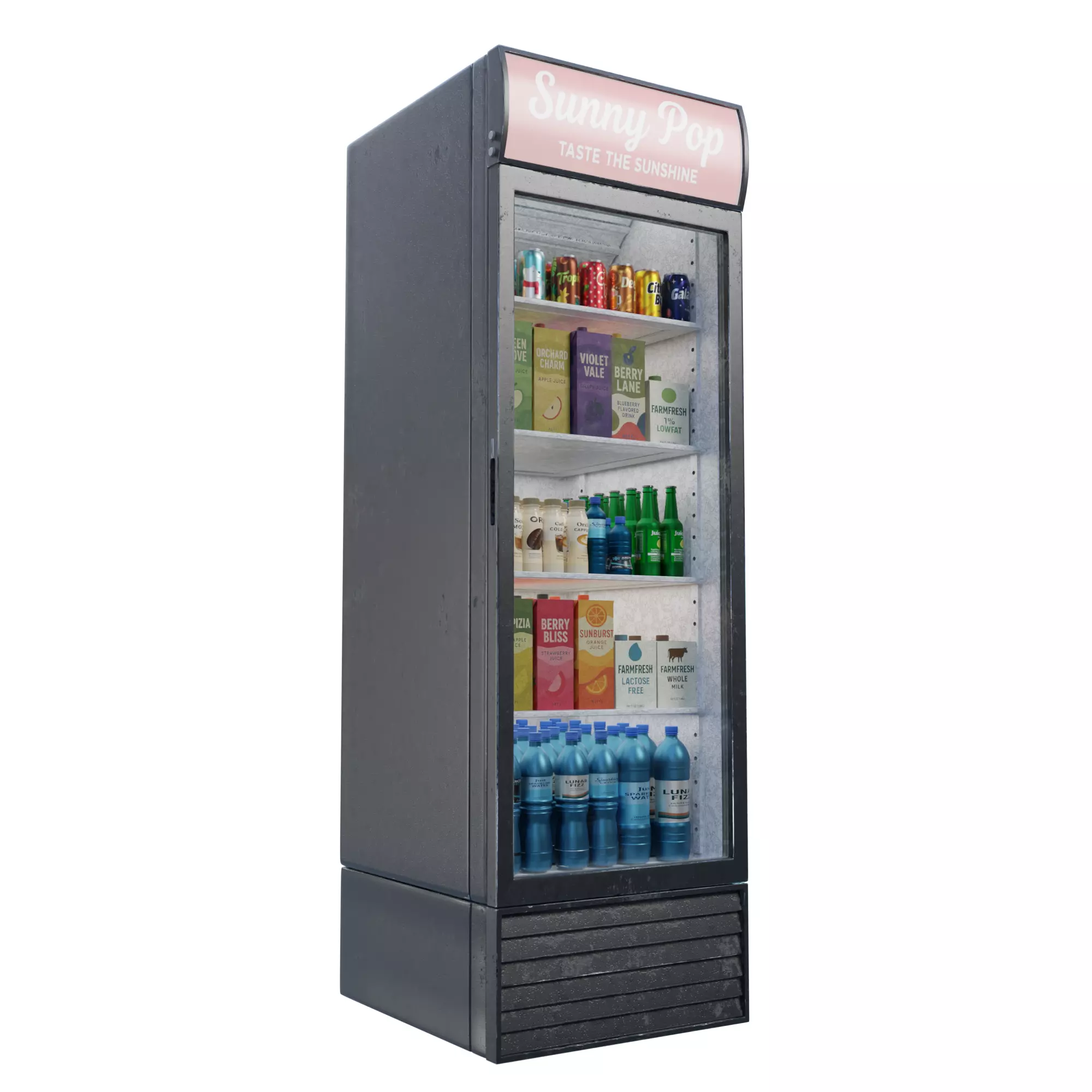 Commercial Display Fridge - Game Ready Low-poly 3D model_0