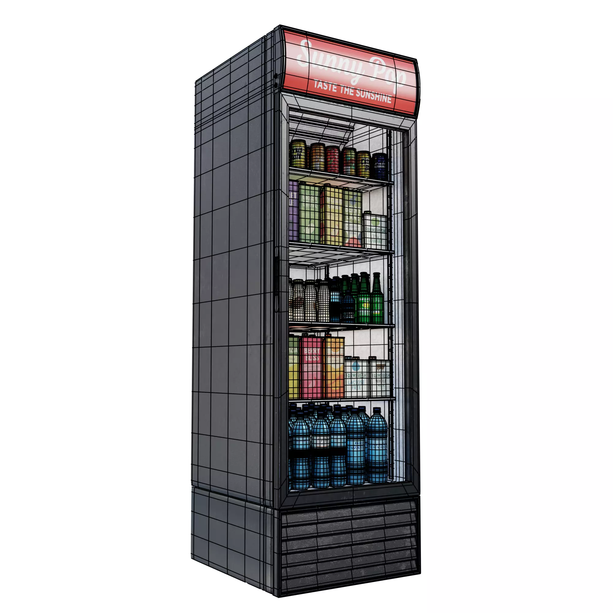 Commercial Display Fridge - Game Ready Low-poly 3D model_6