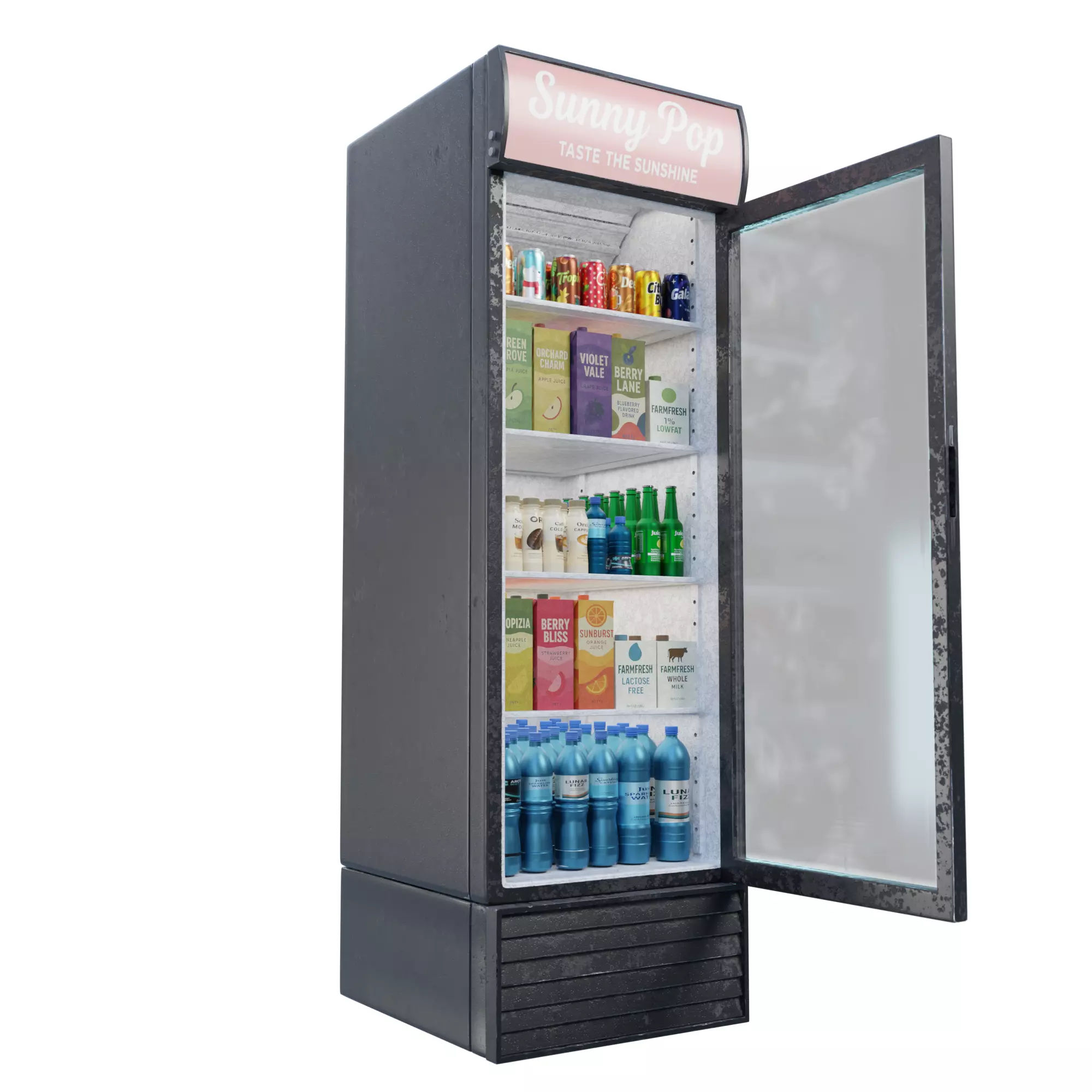 Commercial Display Fridge - Game Ready Low-poly 3D model_3