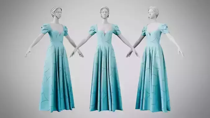 Dress 07 Sky Blue With Design