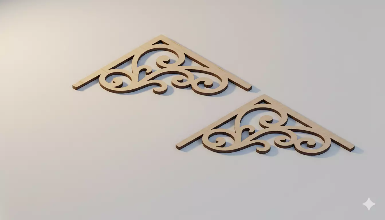 Ornate Corner Scroll Pendant Art 3D model_5