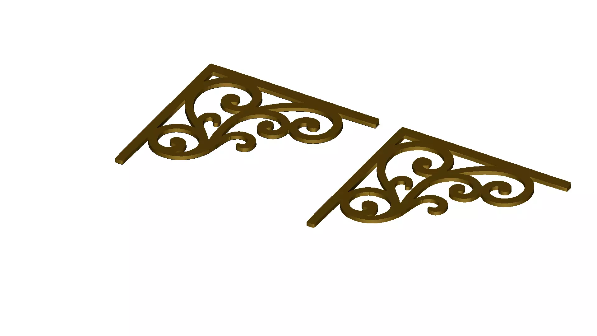 Ornate Corner Scroll Pendant Art 3D model_1