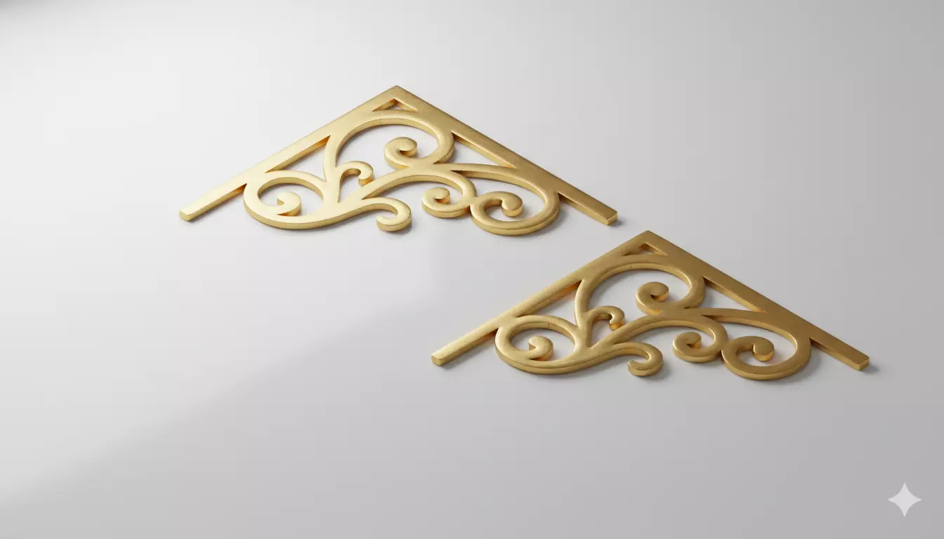 Ornate Corner Scroll Pendant Art 3D model_3