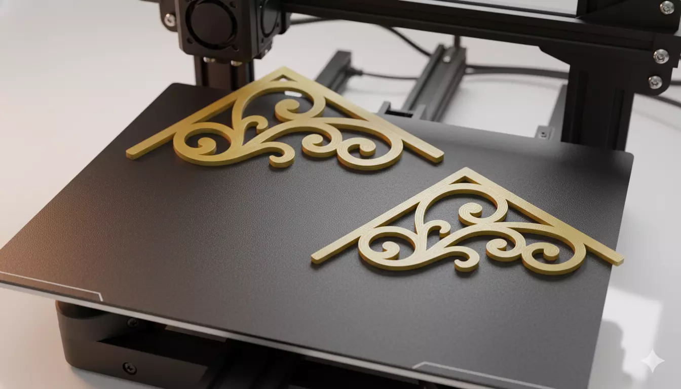 Ornate Corner Scroll Pendant Art 3D model_4