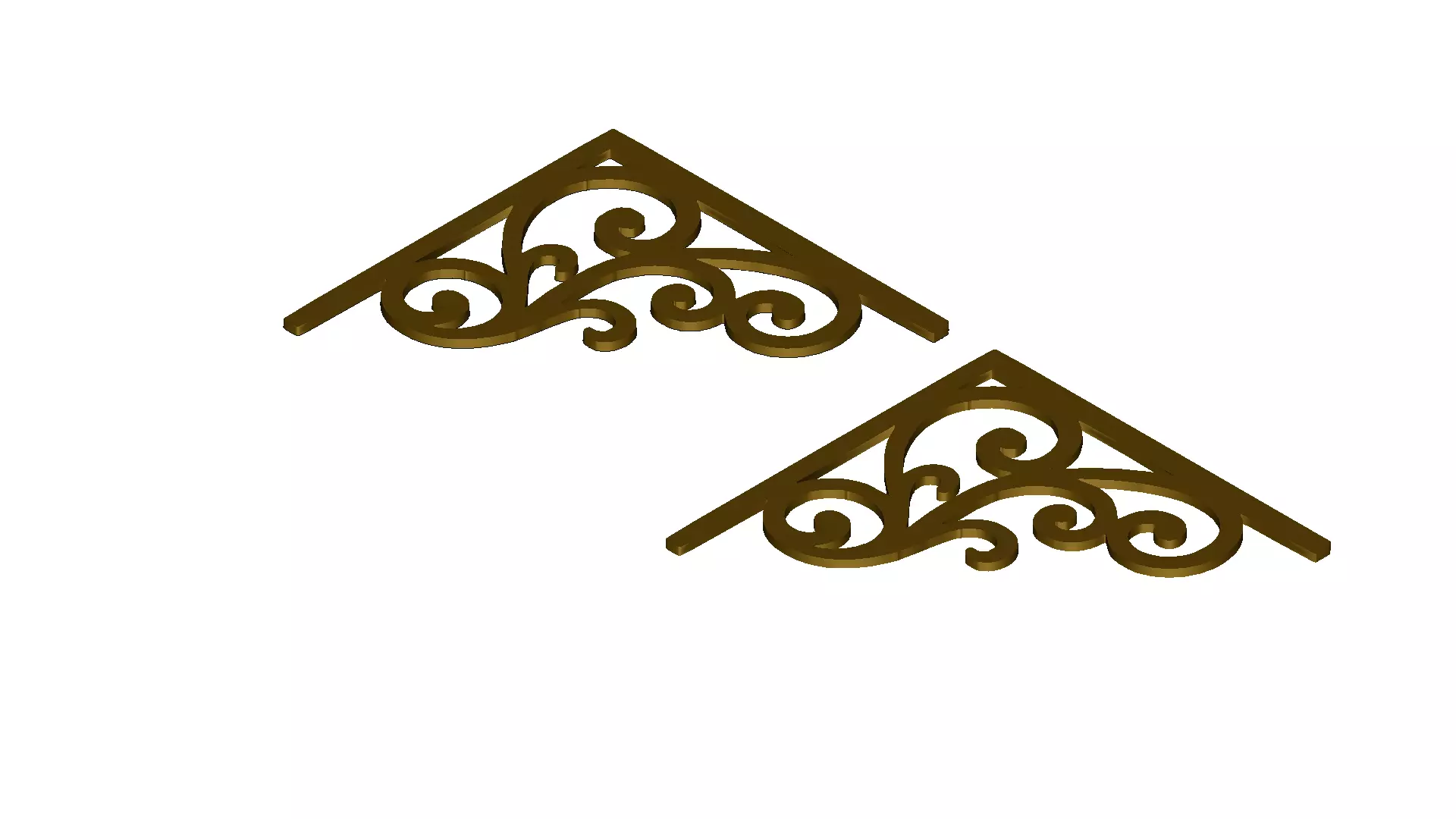 Ornate Corner Scroll Pendant Art 3D model_0