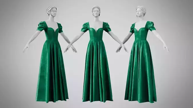 Dress 07 Emerald Velvet Green