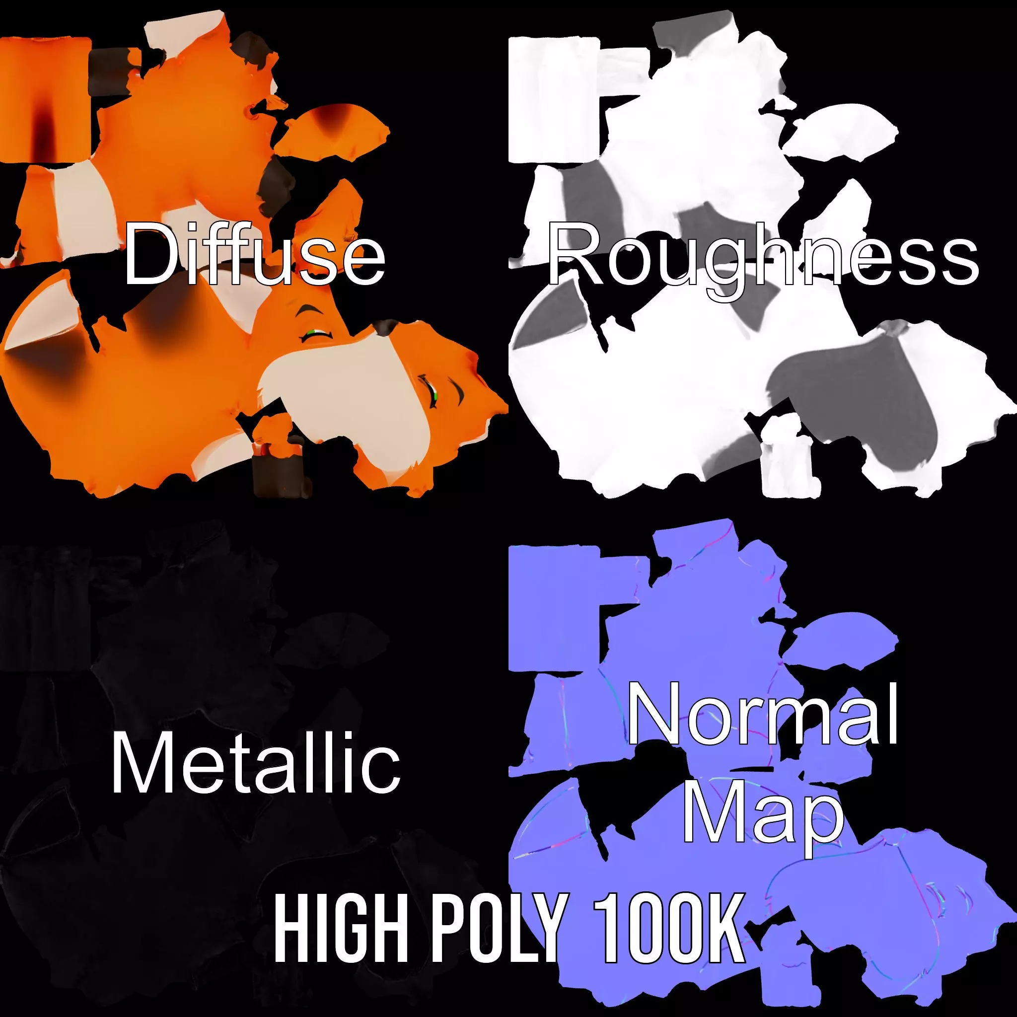 Charming Fox Cartoon model pack Low-poly 3D model_3