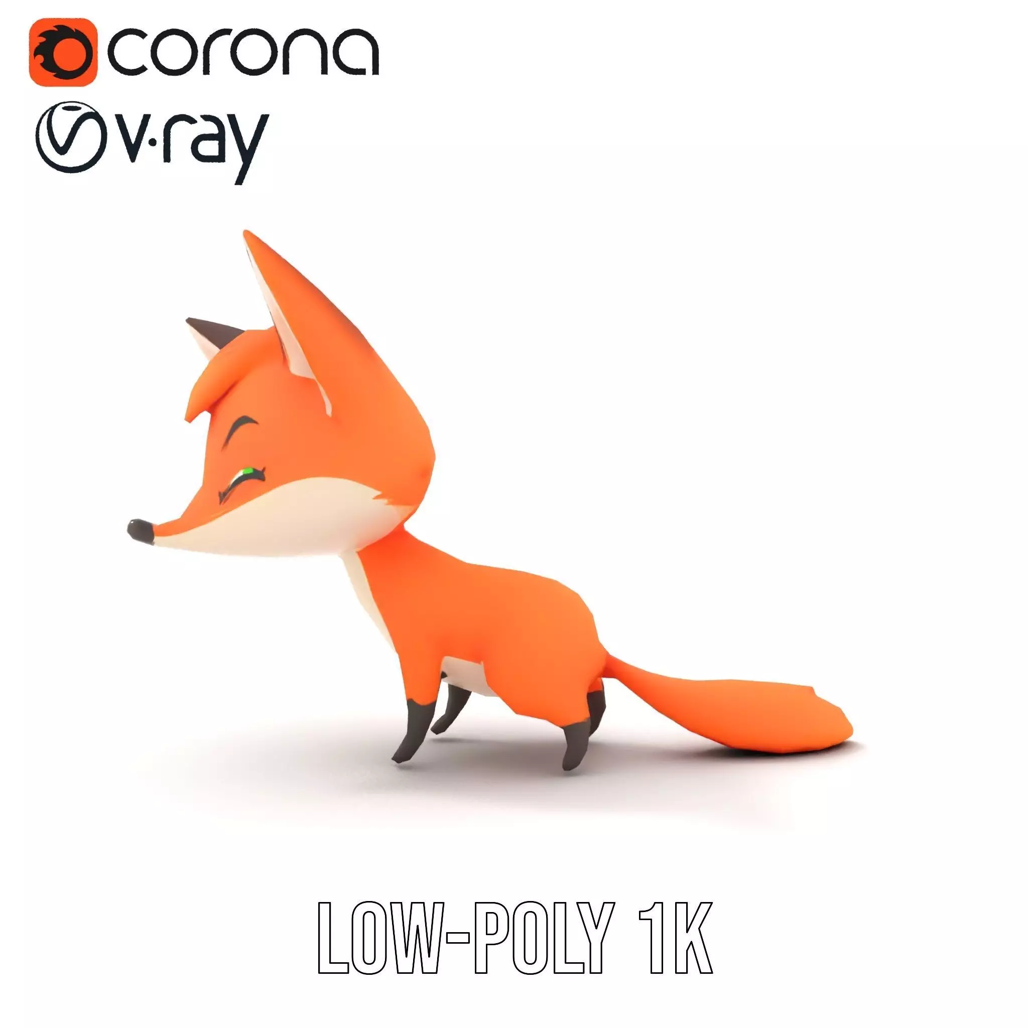 Charming Fox Cartoon model pack Low-poly 3D model_9