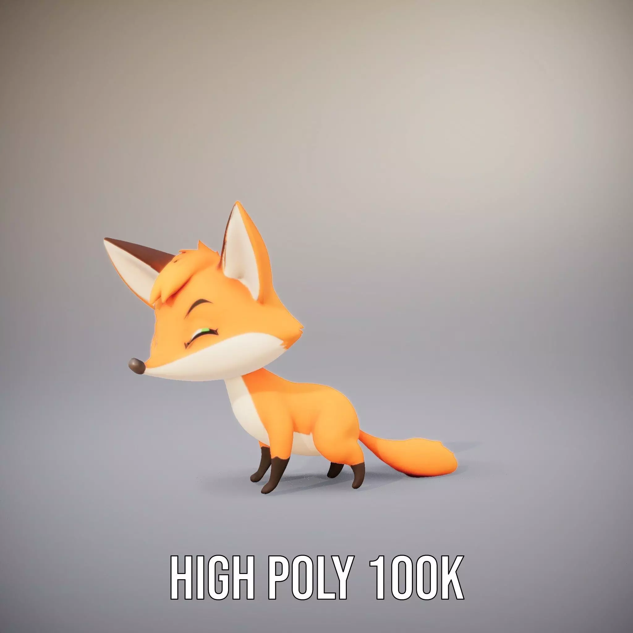 Charming Fox Cartoon model pack Low-poly 3D model_10