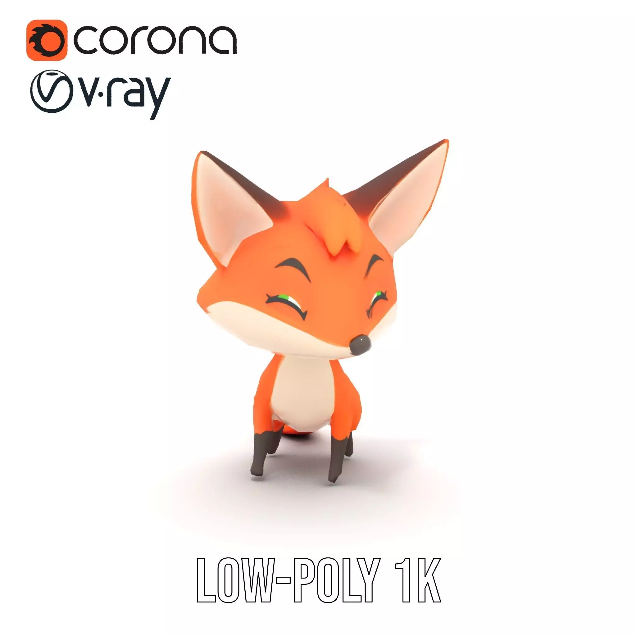 Charming Fox Cartoon model pack Low-poly 3D model_7