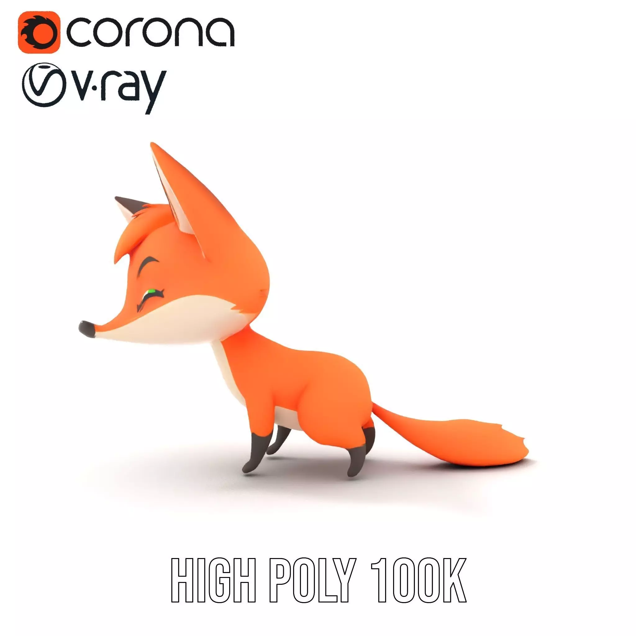 Charming Fox Cartoon model pack Low-poly 3D model_32