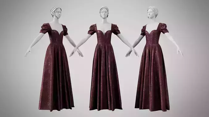 Dress 07 Chocolate Velvet With Design