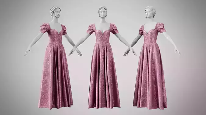 Dress 07 Dusty Rose Velvet With Design