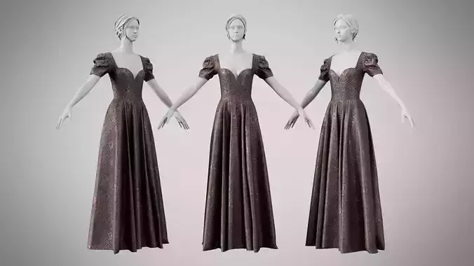 Dress 07 Grey Velvet With Design