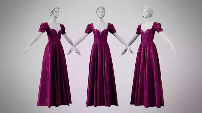Dress 07 Plum Velvet With Design