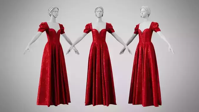 Dress 07 Ruby Velvet With Design