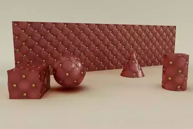 Leather Tufted LED vray material