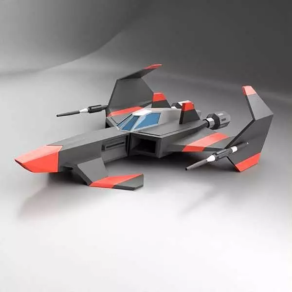 Space dragon lowpoly spaceship Low-poly 3D model_0