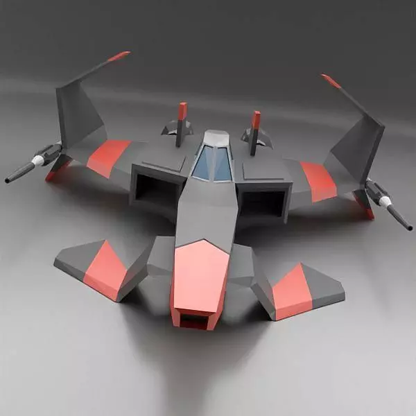 Space dragon lowpoly spaceship Low-poly 3D model_2