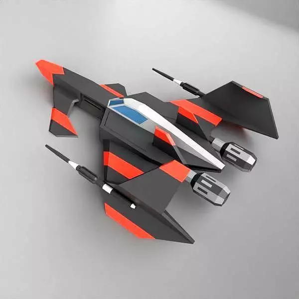 Space dragon lowpoly spaceship Low-poly 3D model_1